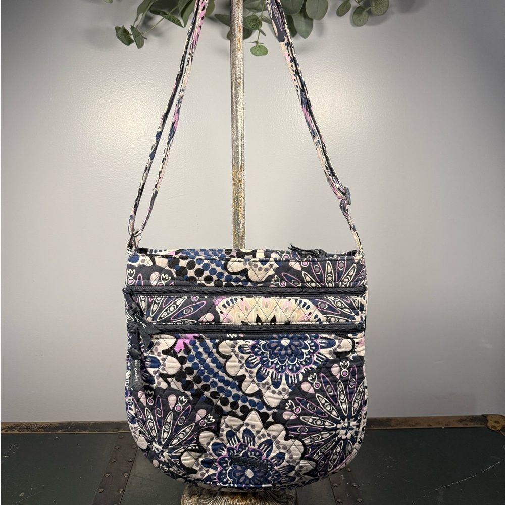 Vera Bradley HIPSTER PURSE Purple White Pink Large Matching Wallet Crossbody
